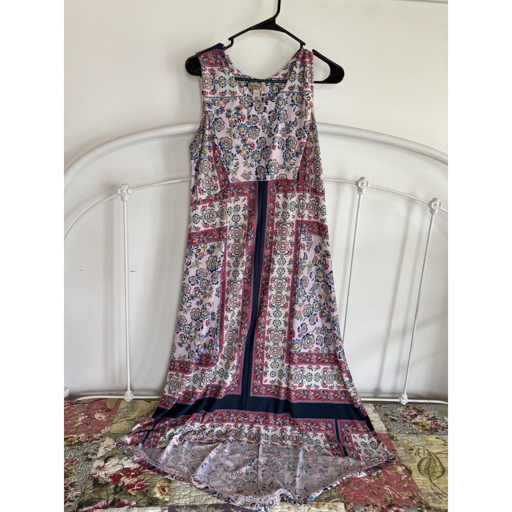 Emerald World Boho Hippie Print Dress Casual High Lo Large